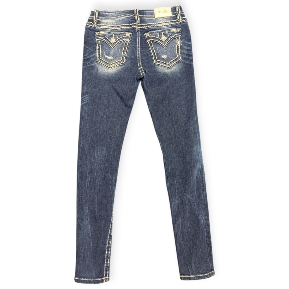 Miss Me Mid-Rie Skinning Jeans Women's Size 28 Y2K Thick Stitching Western
